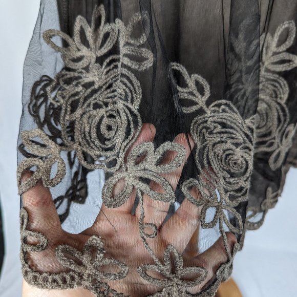 Radzoli Lagenlook Layered Floral Brown Lace Long Sleeve Tunic Embroidery Size PL - Picture 5 of 9